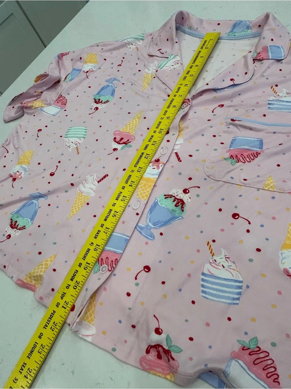 Pink Ice Cream Print Short Pajama Set - Soft Sleep Top & Shorts